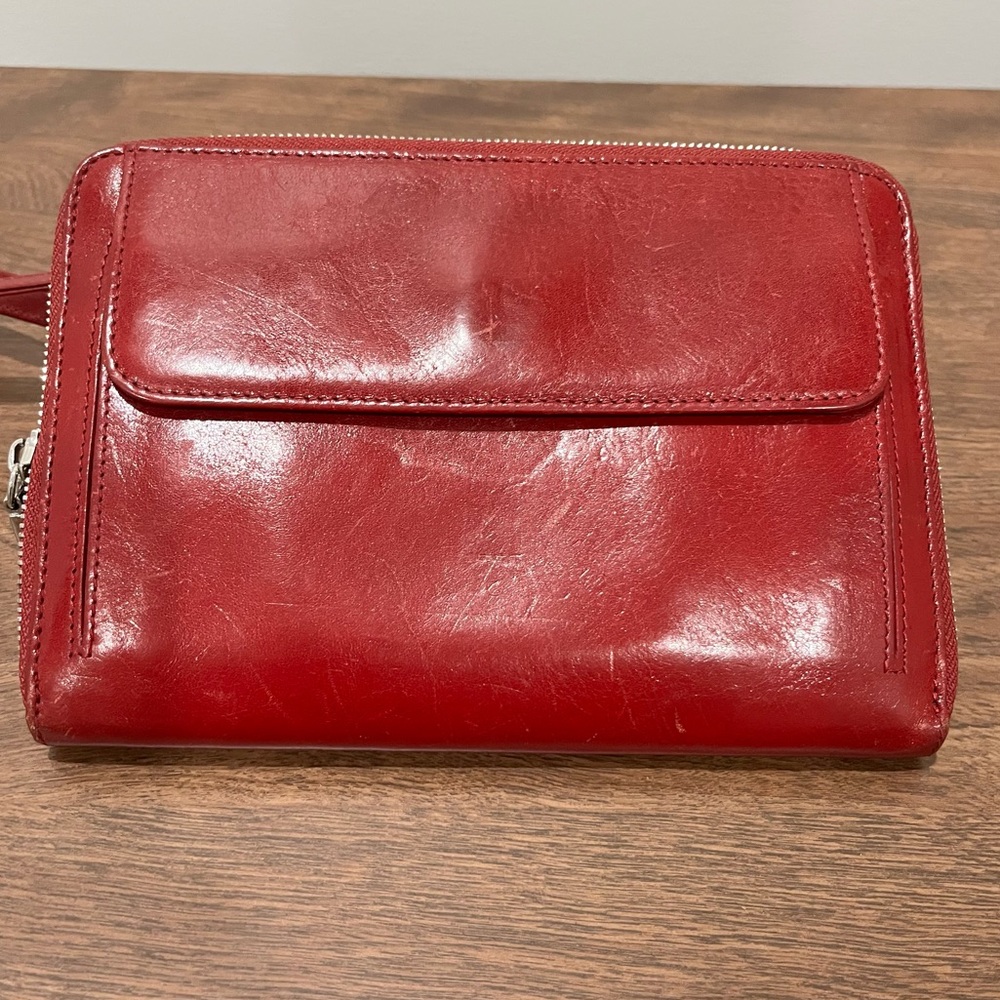 HOBO Int'l Cherry Red Leather Crossbody Convertible Wallet